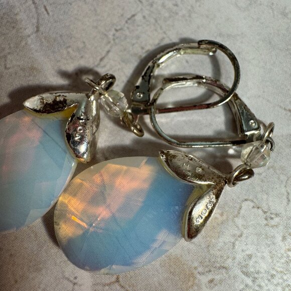 Vintage Avon Silver Tone Assorted Dangle Earrings Set With Rhinestones & Shell - Picture 3 of 5